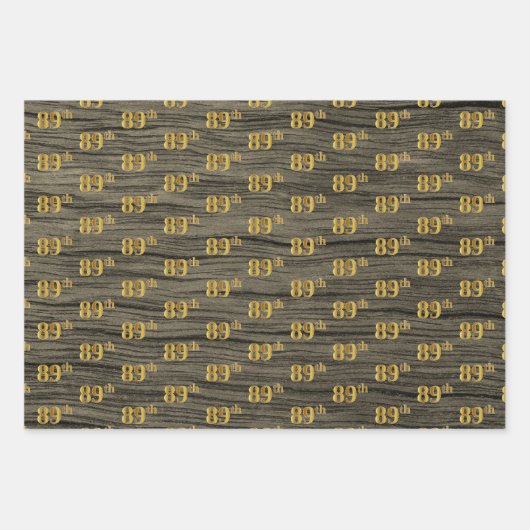 Rustikale Imitate Holzkörner, elegante Imitate Gol Geschenkpapier Set (Vorderseite 2)