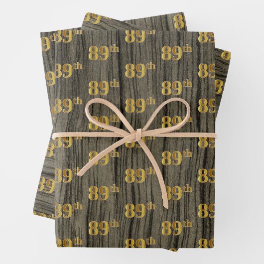 Rustikale Imitate Holzkörner, elegante Imitate Gol Geschenkpapier Set (Beispiel)