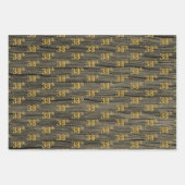 Rustikale Imitate Holzkörner, elegante Imitate Gol Geschenkpapier Set (Vorderseite 3)