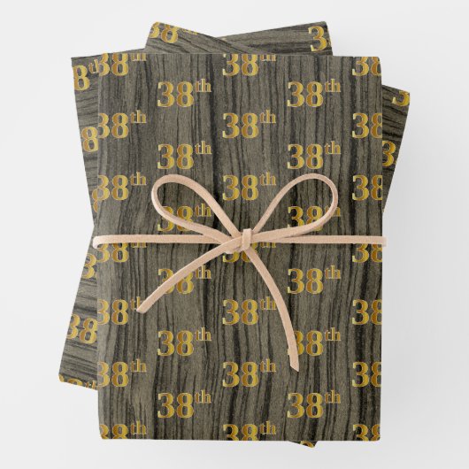 Rustikale Imitate Holzkörner, elegante Imitate Gol Geschenkpapier Set (Beispiel)