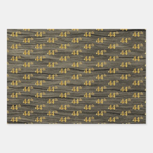 Rustikale Imitate Holzkörner, elegante Imitate Gol Geschenkpapier Set (Vorderseite 2)