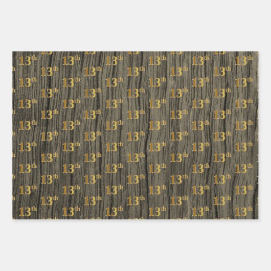 Rustikale Imitate Holzkörner, elegante Imitate Gol Geschenkpapier Set (Vorderseite 3)