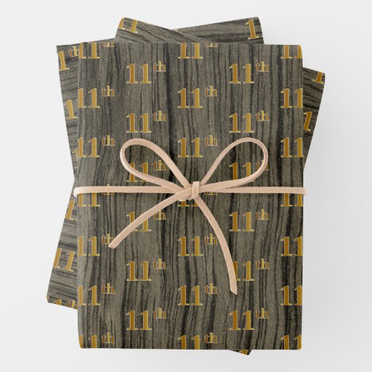 Rustikale Imitate Holzkörner, elegante Imitate Gol Geschenkpapier Set (Beispiel)