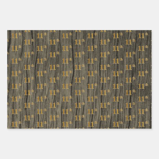 Rustikale Imitate Holzkörner, elegante Imitate Gol Geschenkpapier Set (Vorderseite)