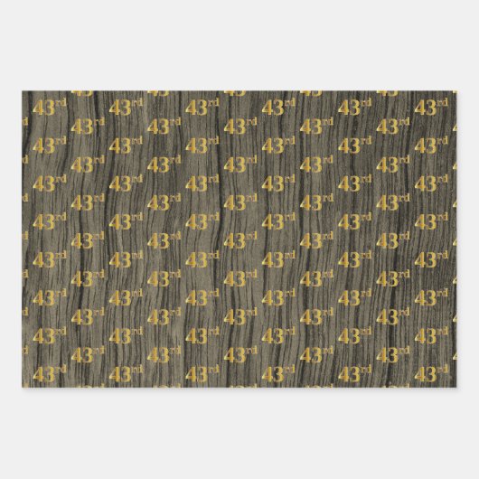 Rustikale Imitate Holzkörner, elegante Imitate Gol Geschenkpapier Set (Vorderseite)