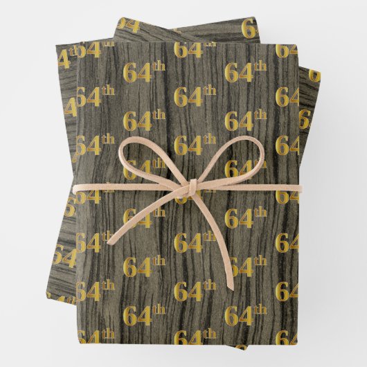 Rustikale Imitate Holzkörner, elegante Imitate Gol Geschenkpapier Set (Beispiel)