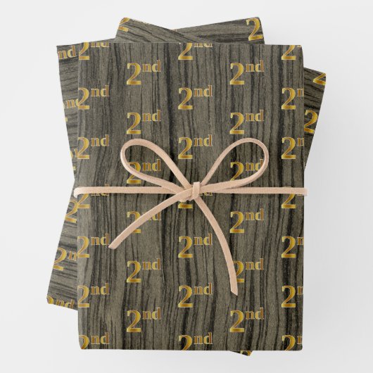 Rustikale Imitate Holzkörner, elegante Imitate Gol Geschenkpapier Set (Beispiel)