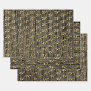 Rustikale Imitate Holzkörner, elegante Imitate Gol Geschenkpapier Set