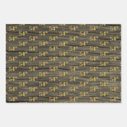 Rustikale Imitate Holzkörner, elegante Imitate Gol Geschenkpapier Set (Vorderseite 3)