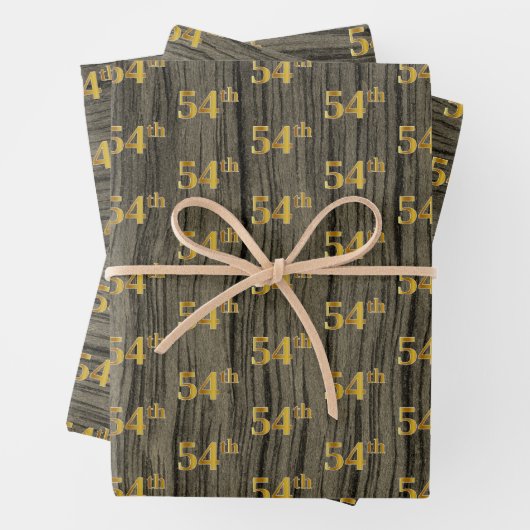 Rustikale Imitate Holzkörner, elegante Imitate Gol Geschenkpapier Set (Beispiel)