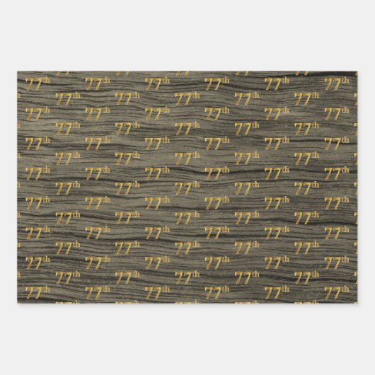 Rustikale Imitate Holzkörner, elegante Imitate Gol Geschenkpapier Set (Vorderseite 2)