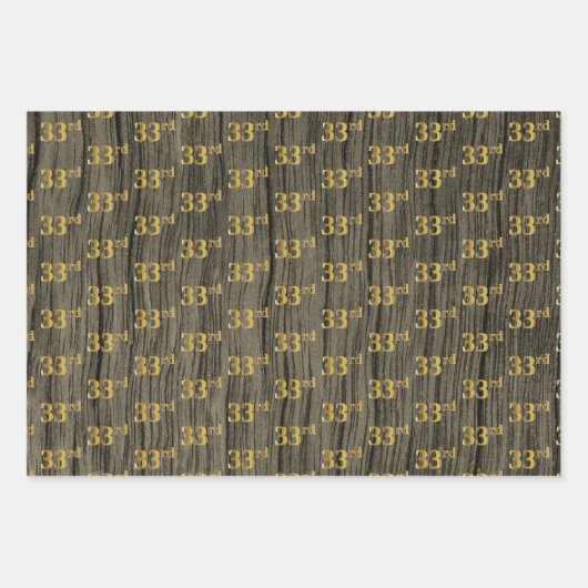 Rustikale Imitate Holzkörner, elegante Imitate Gol Geschenkpapier Set (Vorderseite)