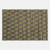 Rustikale Imitate Holzkörner, elegante Imitate Gol Geschenkpapier Set (Vorderseite 3)