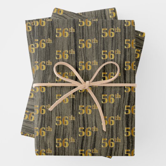 Rustikale Imitate Holzkörner, elegante Imitate Gol Geschenkpapier Set (Beispiel)