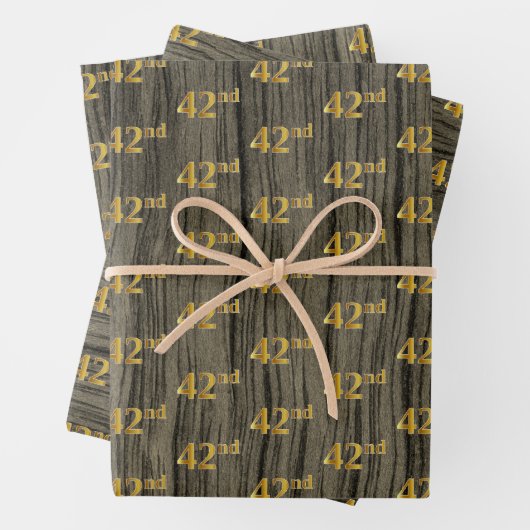 Rustikale Imitate Holzkörner, elegante Imitate Gol Geschenkpapier Set (Beispiel)