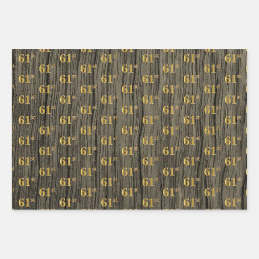 Rustikale Imitate Holzkörner, elegante Imitate Gol Geschenkpapier Set (Vorderseite 3)