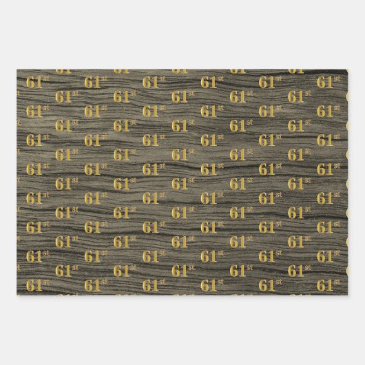 Rustikale Imitate Holzkörner, elegante Imitate Gol Geschenkpapier Set (Vorderseite 2)