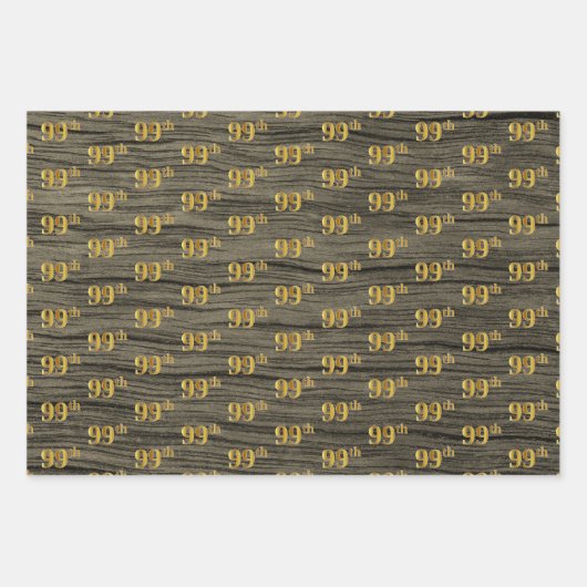 Rustikale Imitate Holzkörner, elegante Imitate Gol Geschenkpapier Set (Vorderseite 2)