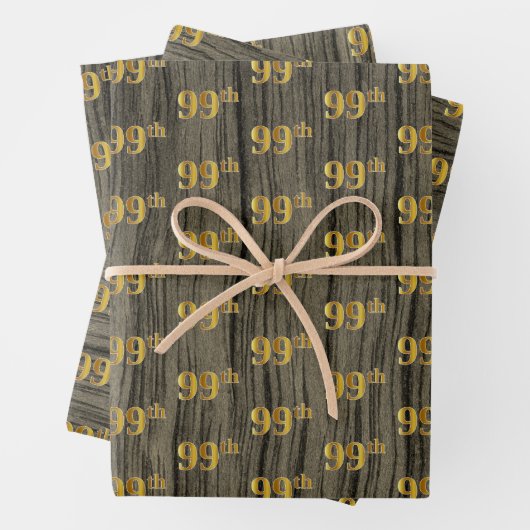 Rustikale Imitate Holzkörner, elegante Imitate Gol Geschenkpapier Set (Beispiel)