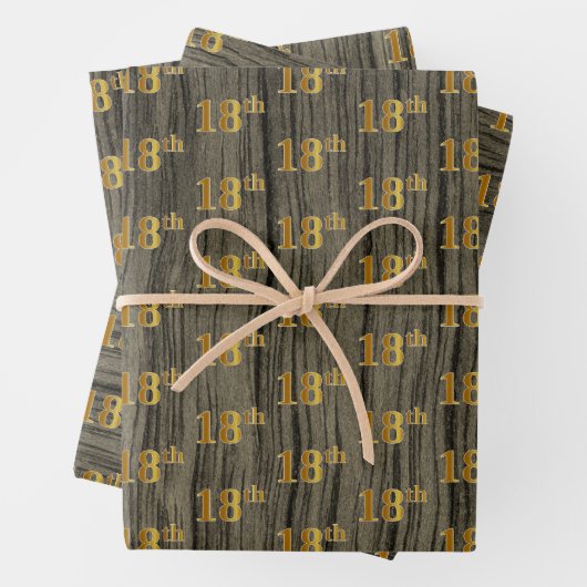 Rustikale Imitate Holzkörner, elegante Imitate Gol Geschenkpapier Set (Beispiel)