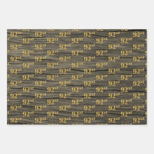 Rustikale Imitate Holzkörner, elegante Imitate Gol Geschenkpapier Set (Vorderseite 2)