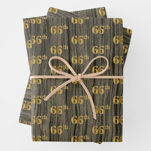 Rustikale Imitate Holzkörner, elegante Imitate Gol Geschenkpapier Set (Beispiel)