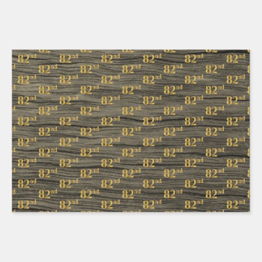 Rustikale Imitate Holzkörner, elegante Imitate Gol Geschenkpapier Set (Vorderseite 2)