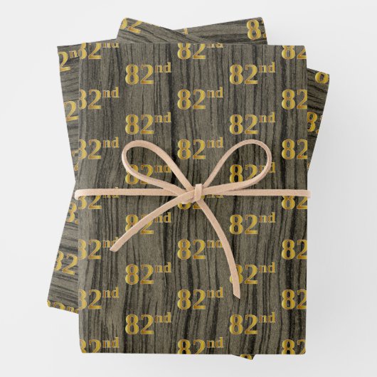 Rustikale Imitate Holzkörner, elegante Imitate Gol Geschenkpapier Set (Beispiel)