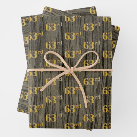 Rustikale Imitate Holzkörner, elegante Imitate Gol Geschenkpapier Set (Beispiel)