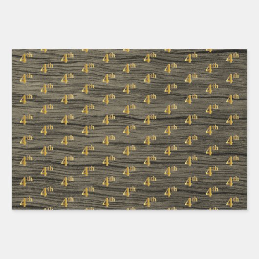 Rustikale Imitate Holzkörner, elegante Imitate Gol Geschenkpapier Set (Vorderseite 2)