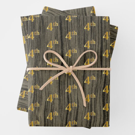 Rustikale Imitate Holzkörner, elegante Imitate Gol Geschenkpapier Set (Beispiel)