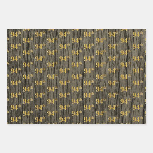 Rustikale Imitate Holzkörner, elegante Imitate Gol Geschenkpapier Set (Vorderseite 3)