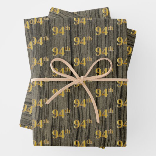 Rustikale Imitate Holzkörner, elegante Imitate Gol Geschenkpapier Set (Beispiel)