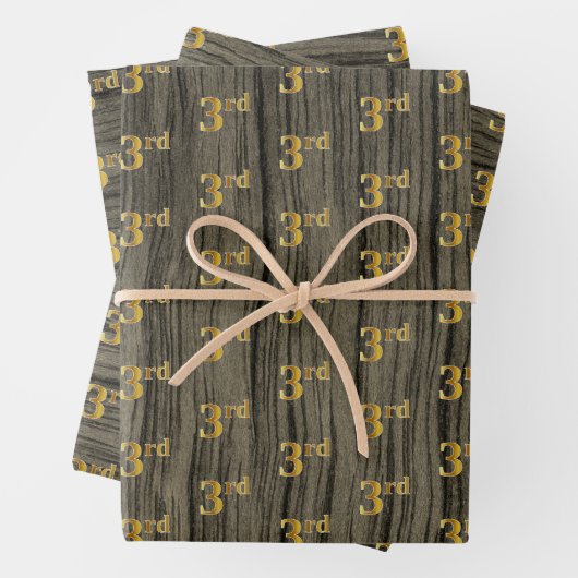 Rustikale Imitate Holzkörner, elegante Imitate Gol Geschenkpapier Set (Beispiel)