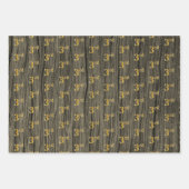 Rustikale Imitate Holzkörner, elegante Imitate Gol Geschenkpapier Set (Vorderseite)