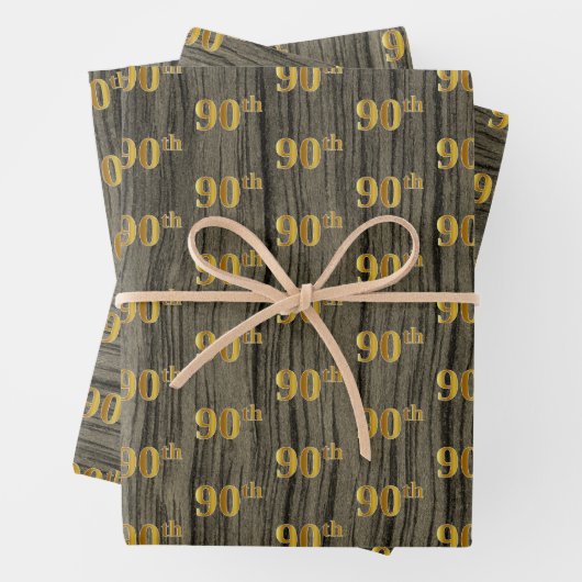 Rustikale Imitate Holzkörner, elegante Imitats Gol Geschenkpapier Set (Beispiel)