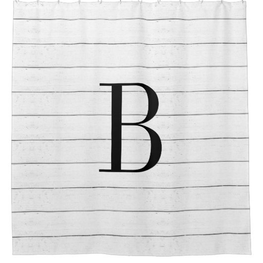 Rustikale Imitate Holzverschiebemonogramm | Bauern Duschvorhang (Vorderseite)