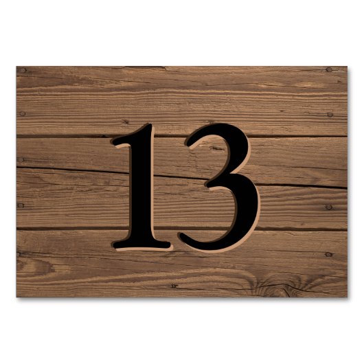 Rustikale Imitate, in Braunholz-Bar graviert Tischnummer (Vorderseite)