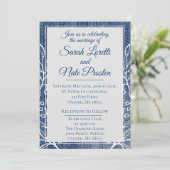 Rustikale Imitate Jean mit Laurel Wedding Einladung (Stehend Vorderseite)