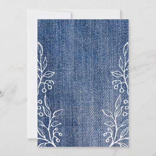 Rustikale Imitate Jean mit Laurel Wedding Einladung (Rückseite)