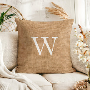 Rustikale Imitate Jute Burlap Mit Monogramm Kissen