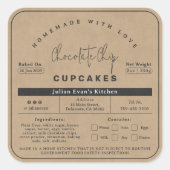 Rustikale Imitate Kraft Papier hausgemachte Lebens Quadratischer Aufkleber (Vorderseite)