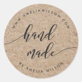 Rustikale Imitate Kraft Relax Script Handmade Runder Aufkleber (Vorderseite)