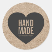 Rustikale Imitate, Kraft und Grauherz handgefertig Runder Aufkleber (Vorderseite)