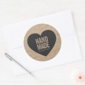 Rustikale Imitate, Kraft und Grauherz handgefertig Runder Aufkleber (Umschlag)