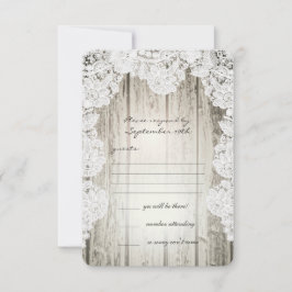 Rustikale Imitate Lace Barn Wood Wedding RSVP Karte