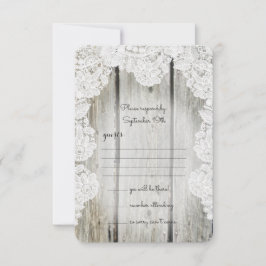 Rustikale Imitate Lace Barn Wood Wedding RSVP Karte