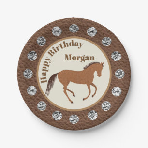 Rustikale Imitate Leather Silver Concho Geburtstag Pappteller