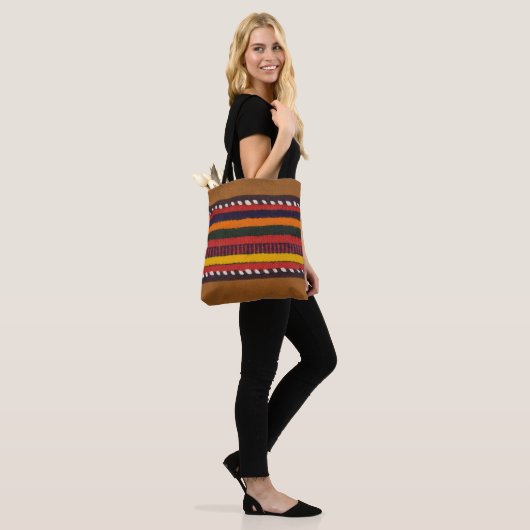 Rustikale Imitate Leder Ethnic Stripes Chic Wester Tasche (Am Model)