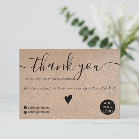 Rustikale Imitate mit schwarzer Schrift, danke (Stehend Vorderseite)